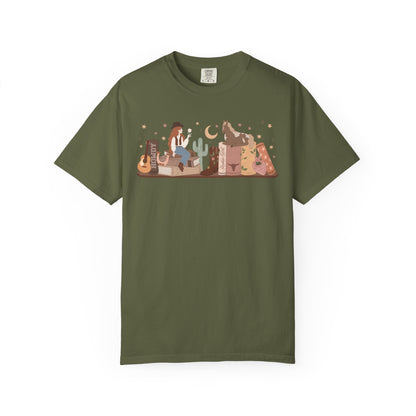 Cowboy Romance Bookshelf Tshirt ( Red Head)
