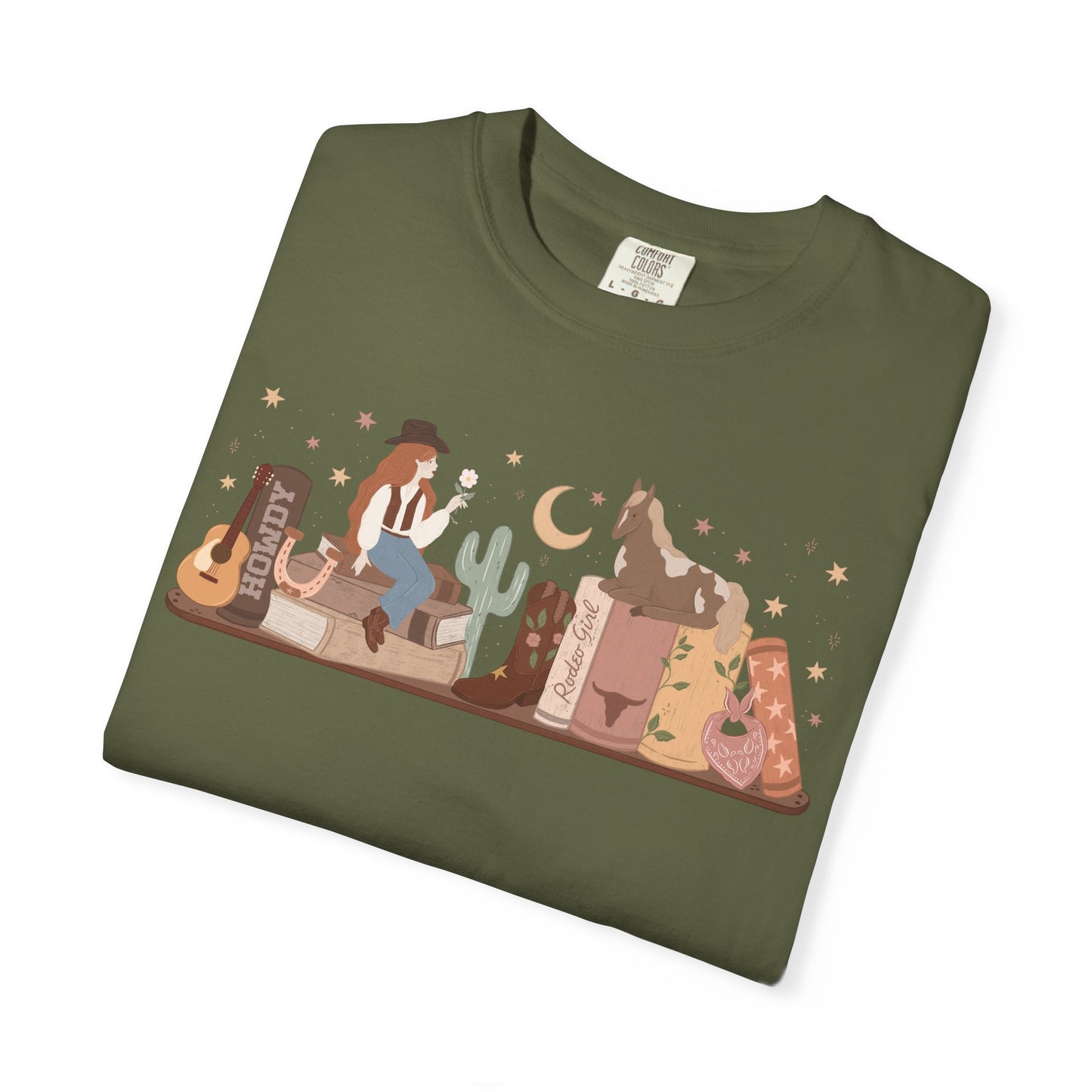 Cowboy Romance Bookshelf Tshirt ( Red Head)