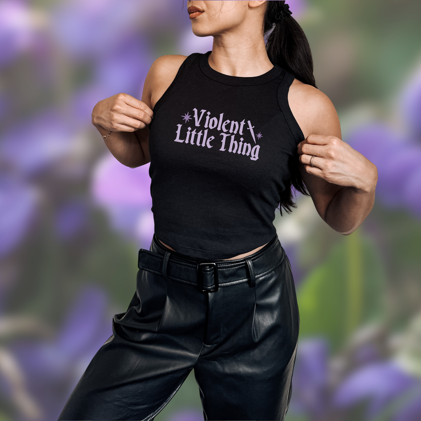 Violent Little Thing Ribbed Crop Tank, Bookish Girl Summer Merch, Fantasy Reader Shirt