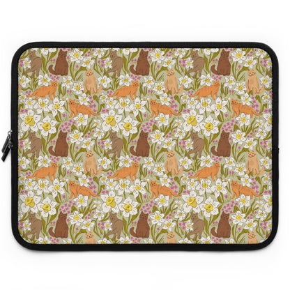 Vintage Cats and Green Florals Laptop Sleeve, Cat Lover Gifts, Cute Laptop Case, MacBook Case, Ipad Case