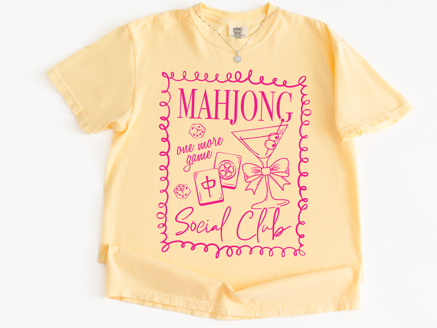 Mahjong Social Club T-shirt | Pink Mahjong Tiles Graphic