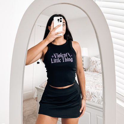 Violent Little Thing Ribbed Crop Tank, Bookish Girl Summer Merch, Fantasy Reader Shirt