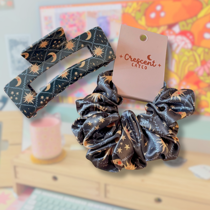 Celestial Skys Satin Scrunchie & Claw Clip