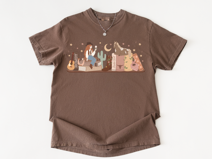 Cowboy Romance Bookshelf Tshirt ( Red Head)