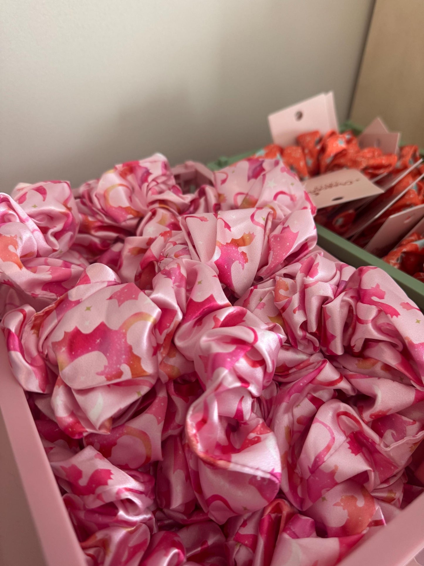 Fantasy Reader Pink Dragon Rider Satin Scrunchie, Bookish Hair Accessories, Bookworm Gift Shop, Reader Christmas Stocker Stuffer