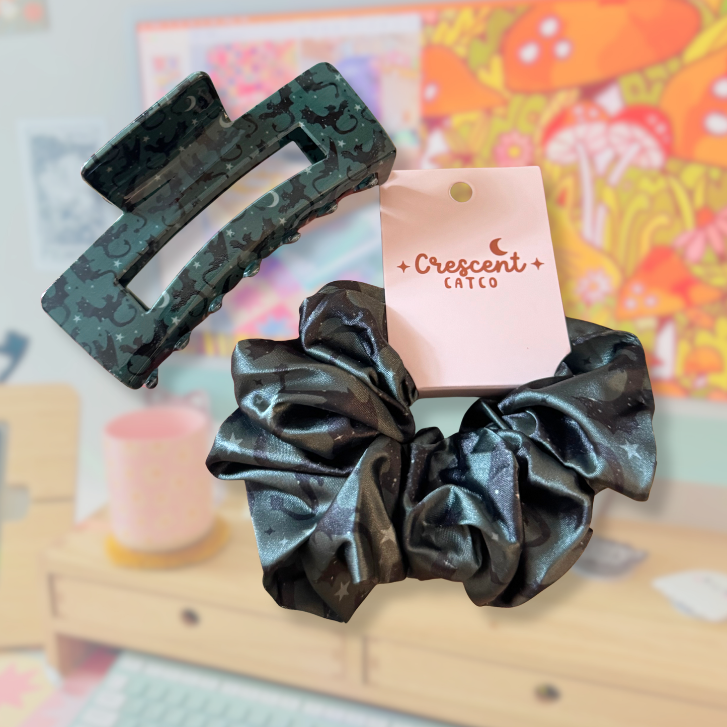 Fantasy Reader Dragon Satin Scrunchie & Claw Clip