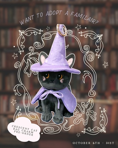 PRE ORDER : Crescent Cat Familiar Bag Charm