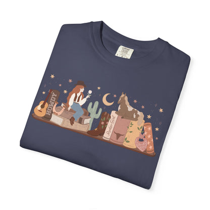 Cowboy Romance Bookshelf Tshirt ( Red Head)
