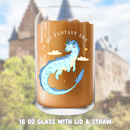 In My Fantasy Era Dragon Iced Coffee Glass, Bookish Reading Cup