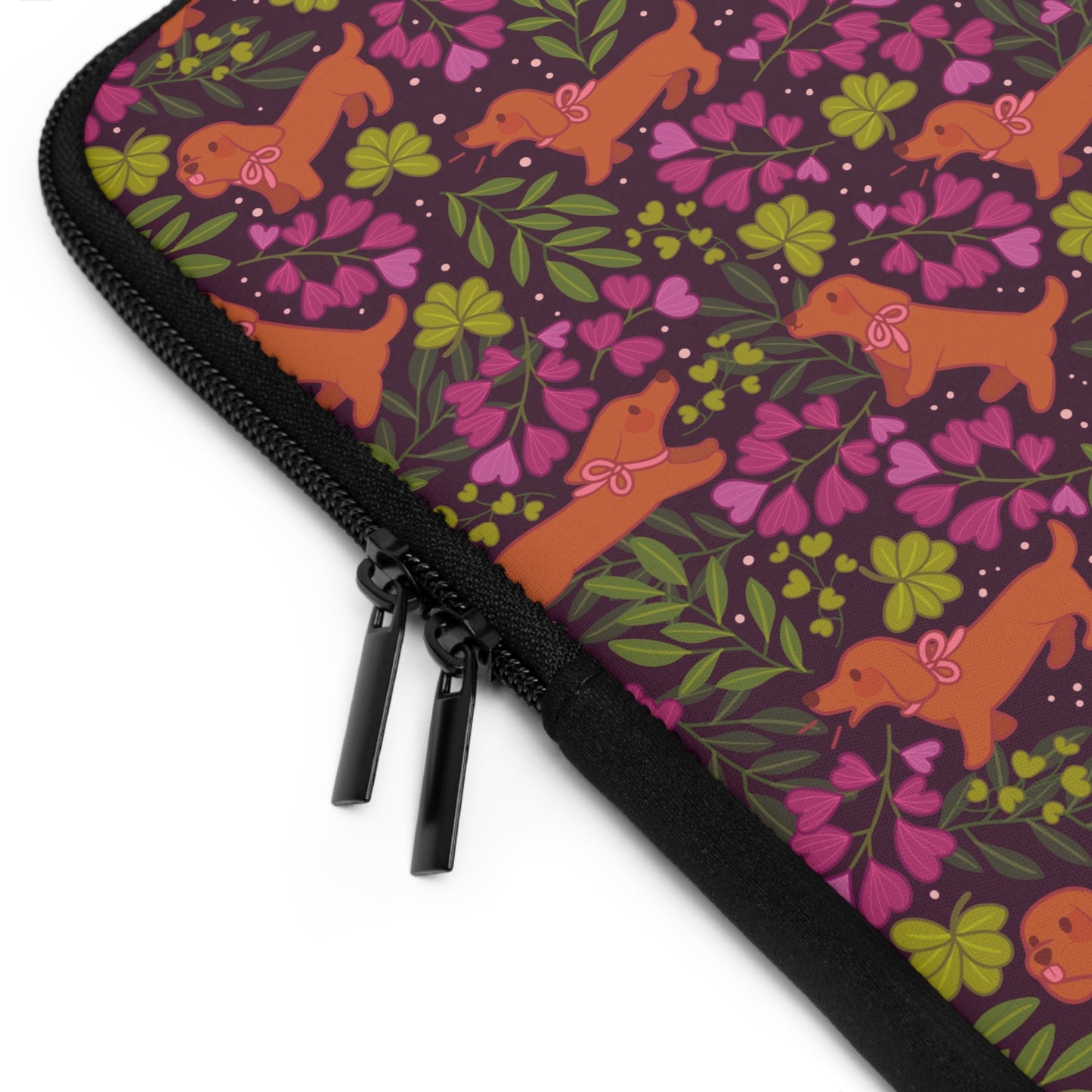 Dachshunds in Bloom Laptop Sleeve | Floral Dog Lover Padded Laptop Case