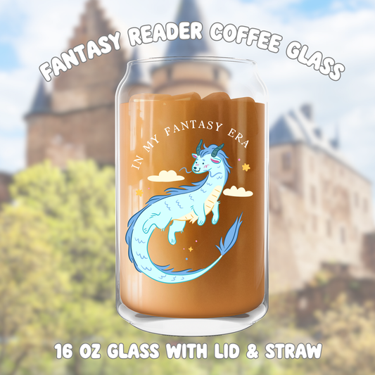 In My Fantasy Era Dragon Iced Coffee Glass, Bookish Reading Cup