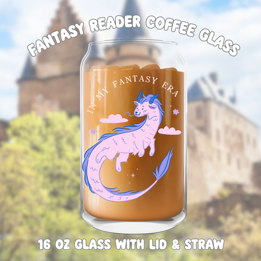 In My Fantasy Era Dragon Iced Coffee Glass, Bookish Reading Cup