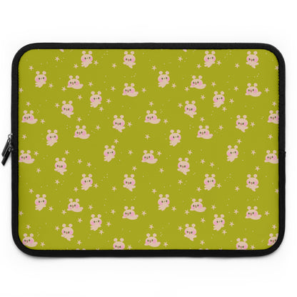 Kawaii Alien Bunny Laptop Sleeve | Quirky Retro Space Themed Celestial Green Laptop Case