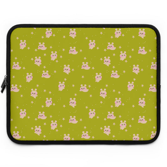 Kawaii Alien Bunny Laptop Sleeve | Quirky Retro Space Themed Celestial Green Laptop Case