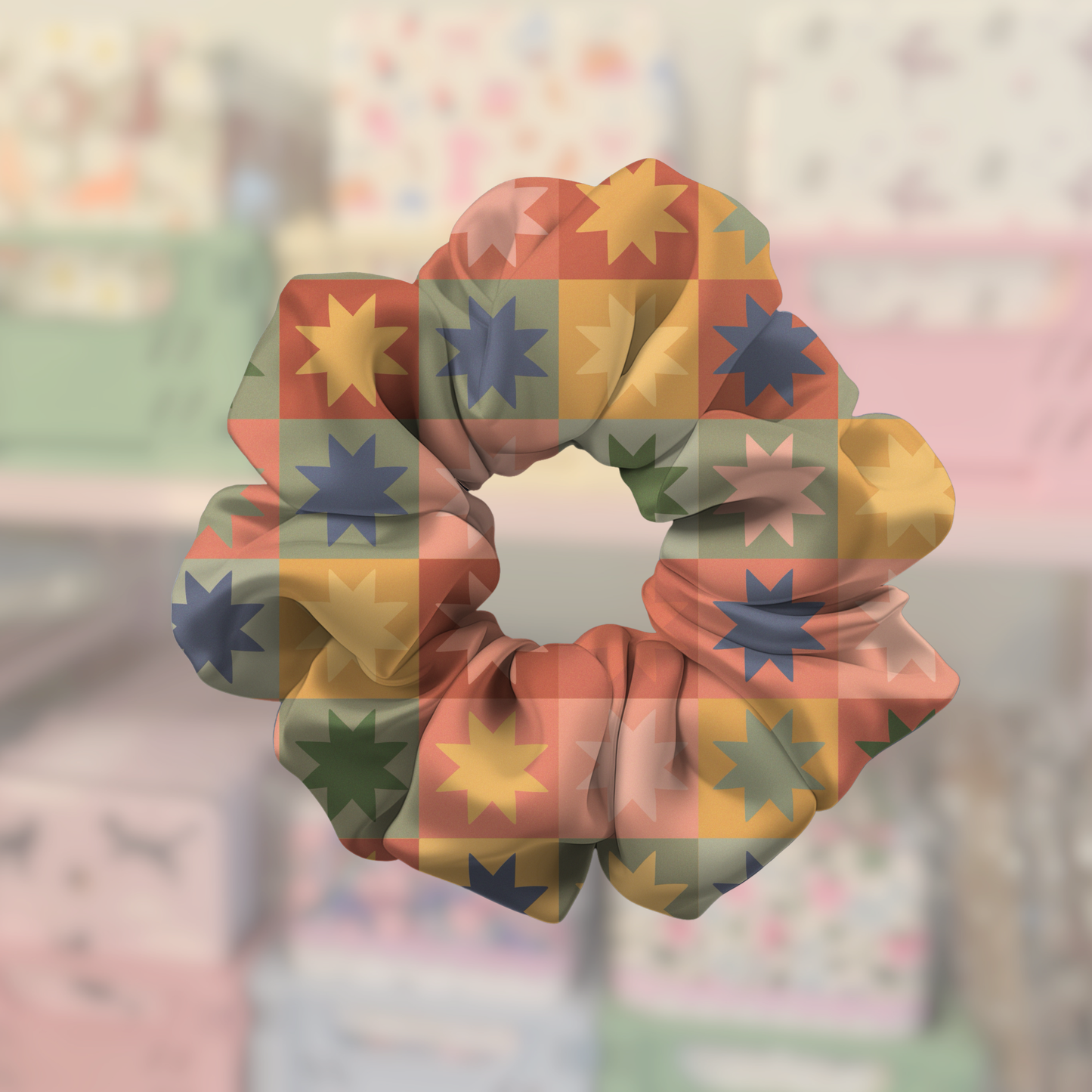 Patchwork Quilt Satin Scrunchie
