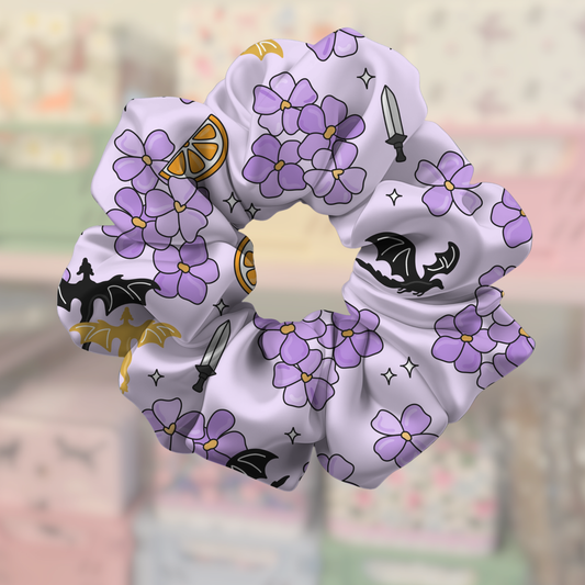 Violets Dragons Satin Scrunchie