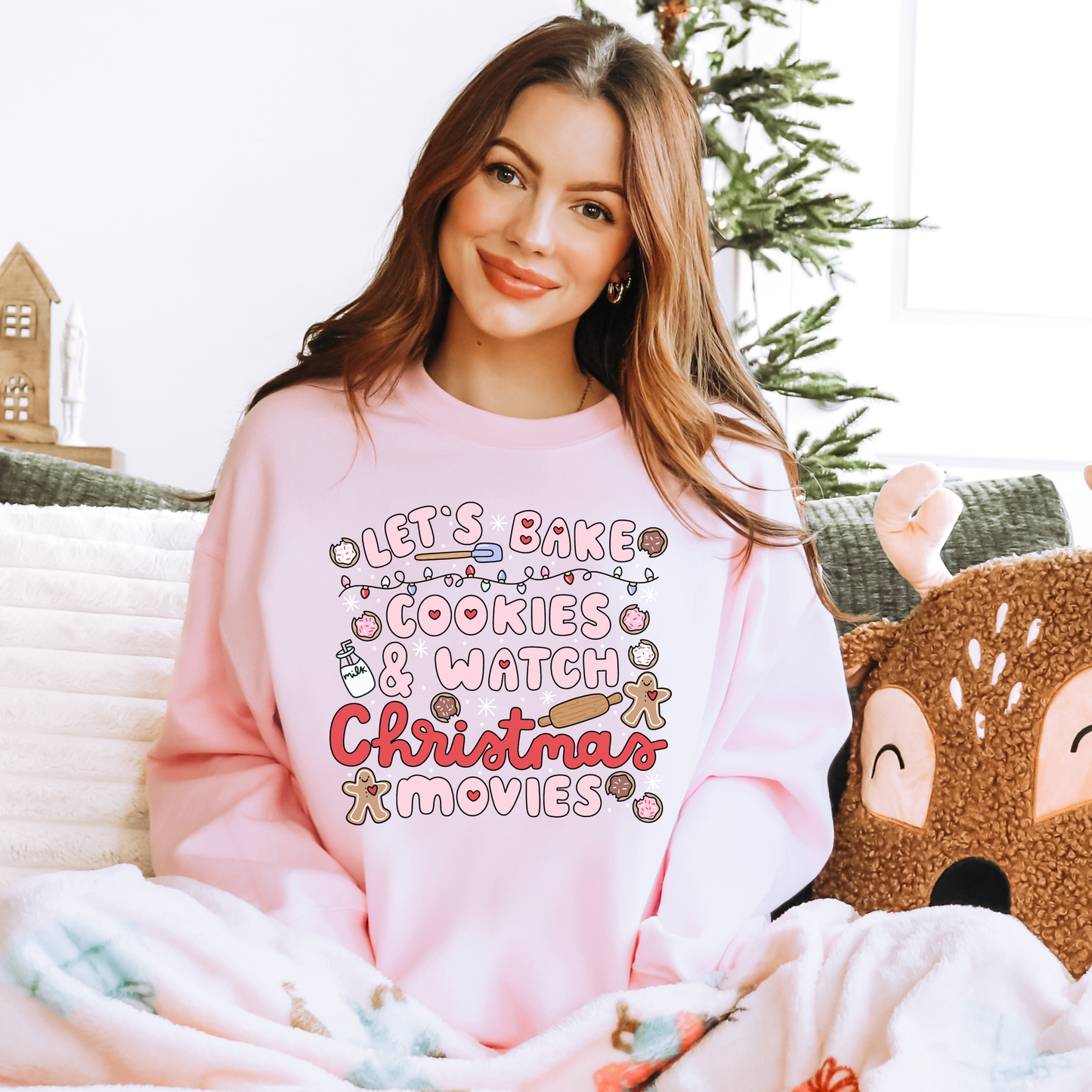 Let's Bake Cookies and Watch Christmas Movies Crewneck, Christmas Baking Sweatshirt, Cute Cozy Holiday Sweatshirt, Christmas Lover