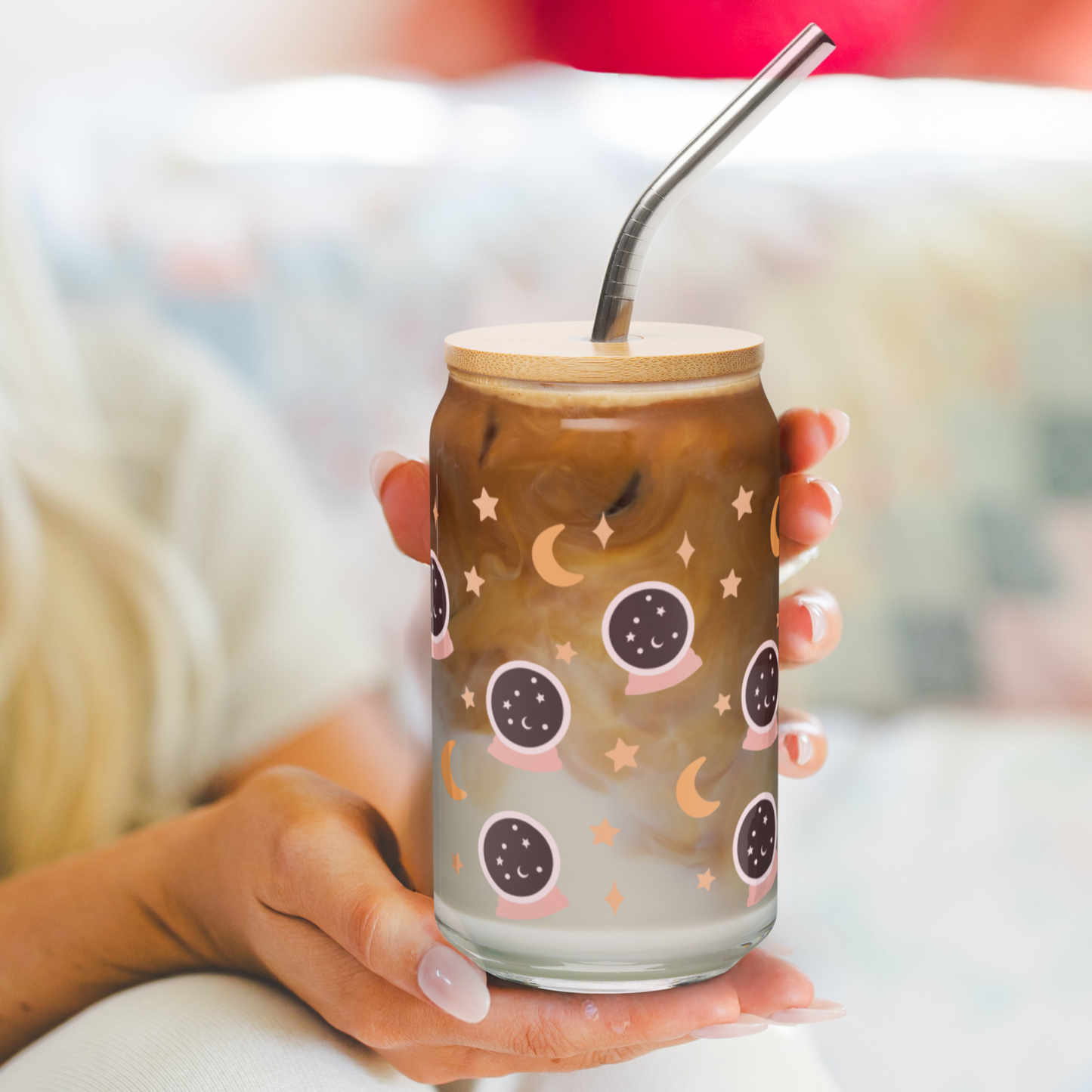 Crystal Ball Witchy Spooky Season Iced Coffee Glass