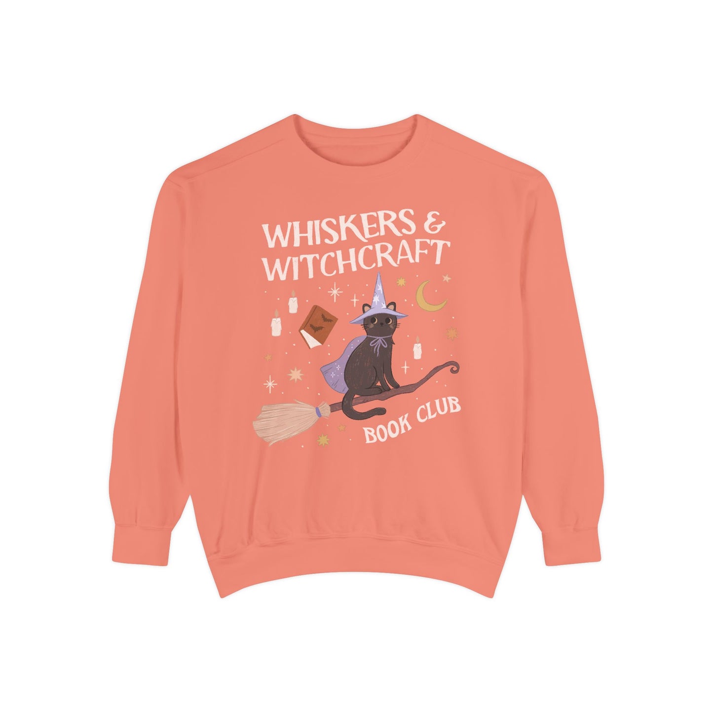 Whiskers and Witchcraft Book Club Crewneck - Witchy Bookish Halloween Comfort Colors Sweatshirt