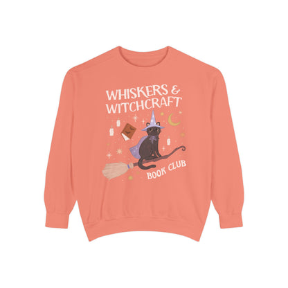Whiskers and Witchcraft Book Club Crewneck - Witchy Bookish Halloween Comfort Colors Sweatshirt