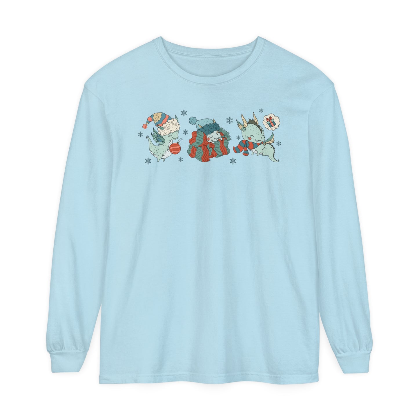 Christmas Dragon Fantasy LONG SLEEVE comfort color T-Shirt