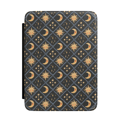Celestial Sun and Moon Pattern Kindle Case, Witchy E-Reader Case, Magnetic auto wake and hand strap, Paperwhite 7 gen, Bookish Gifts