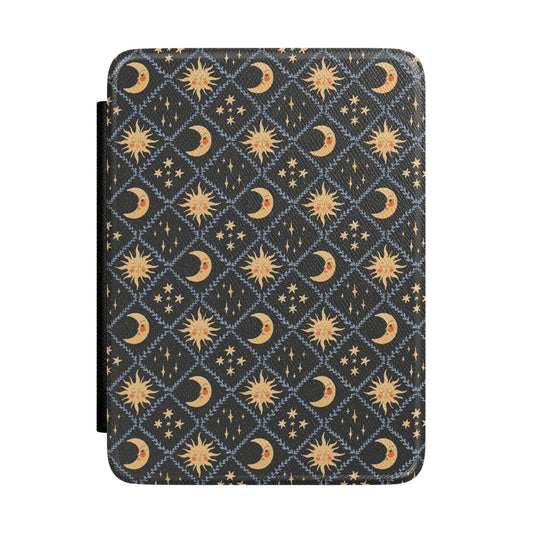 Celestial Sun and Moon Pattern Kindle Case, Witchy E-Reader Case, Magnetic auto wake and hand strap, Paperwhite 7 gen, Bookish Gifts