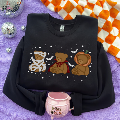 Beary Scary Halloween Sweatshirt, Spooky Cute Teddy Bear Crewneck