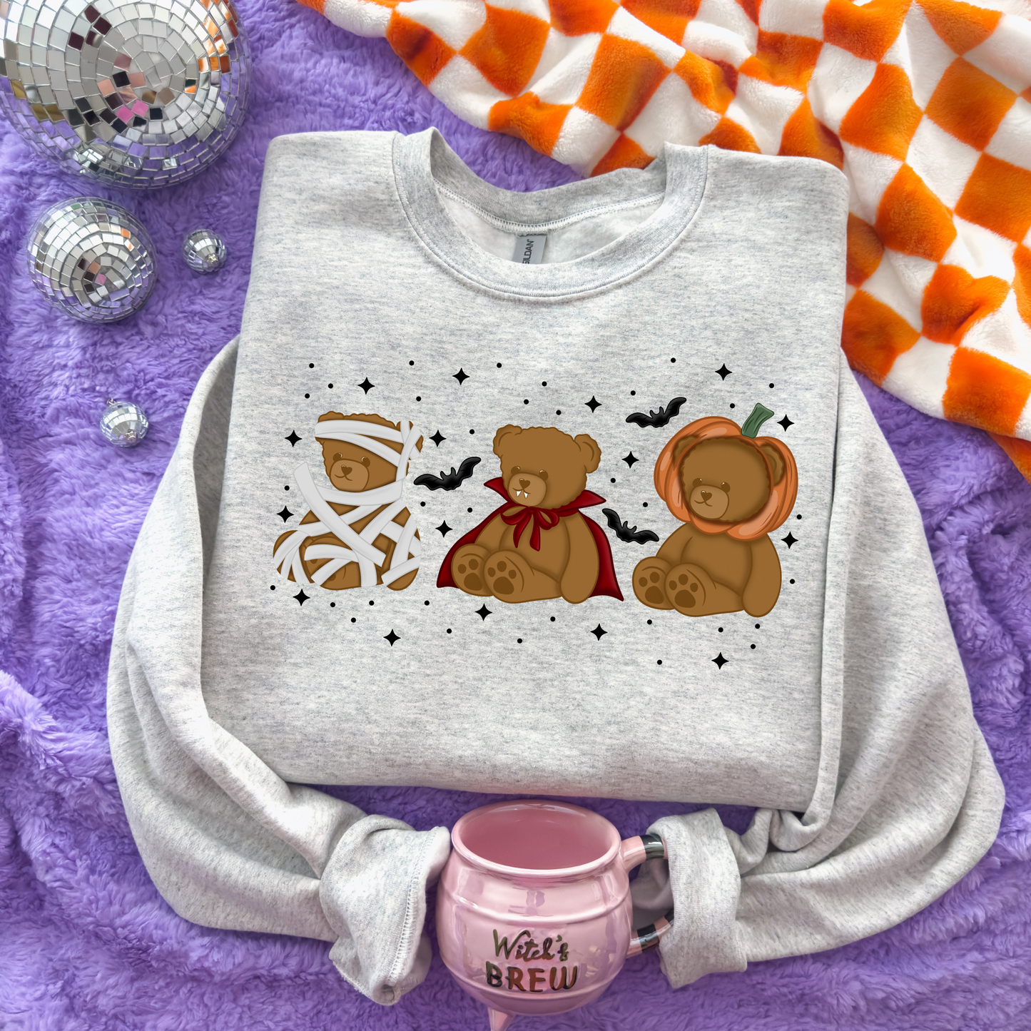 Beary Scary Halloween Sweatshirt, Spooky Cute Teddy Bear Crewneck