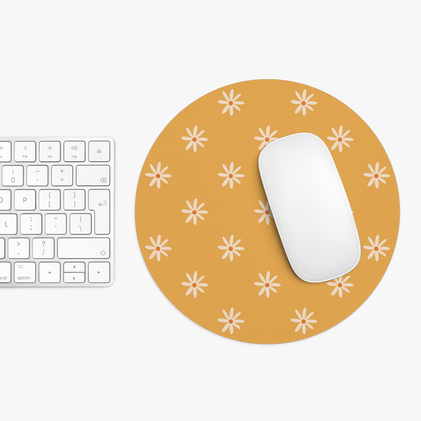 Yellow Daisy Pattern Mouse Pad, Retro Floral Desk Mat