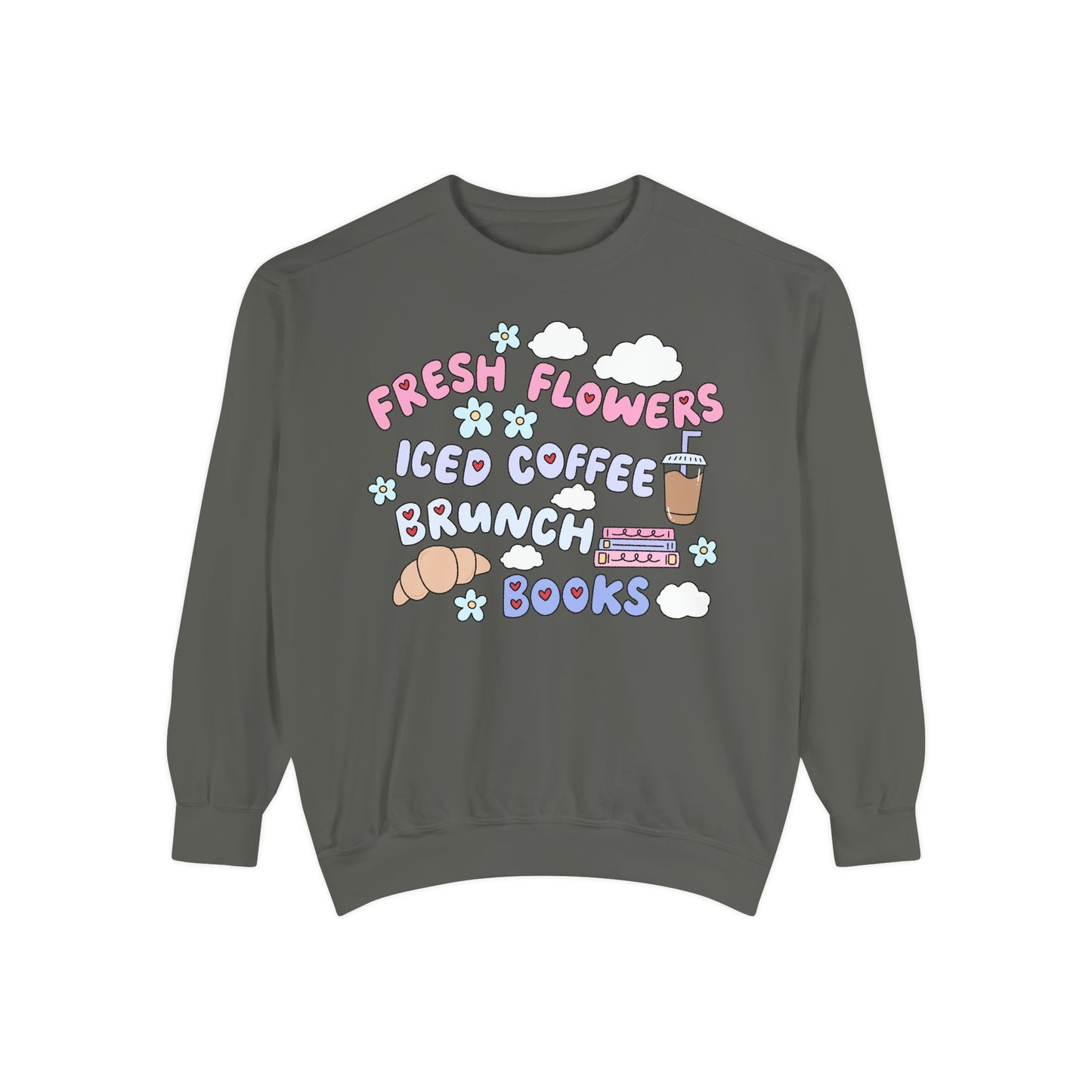 Books and Brunch Sweatshirt | Flowers and Iced Coffee Spring Bookish