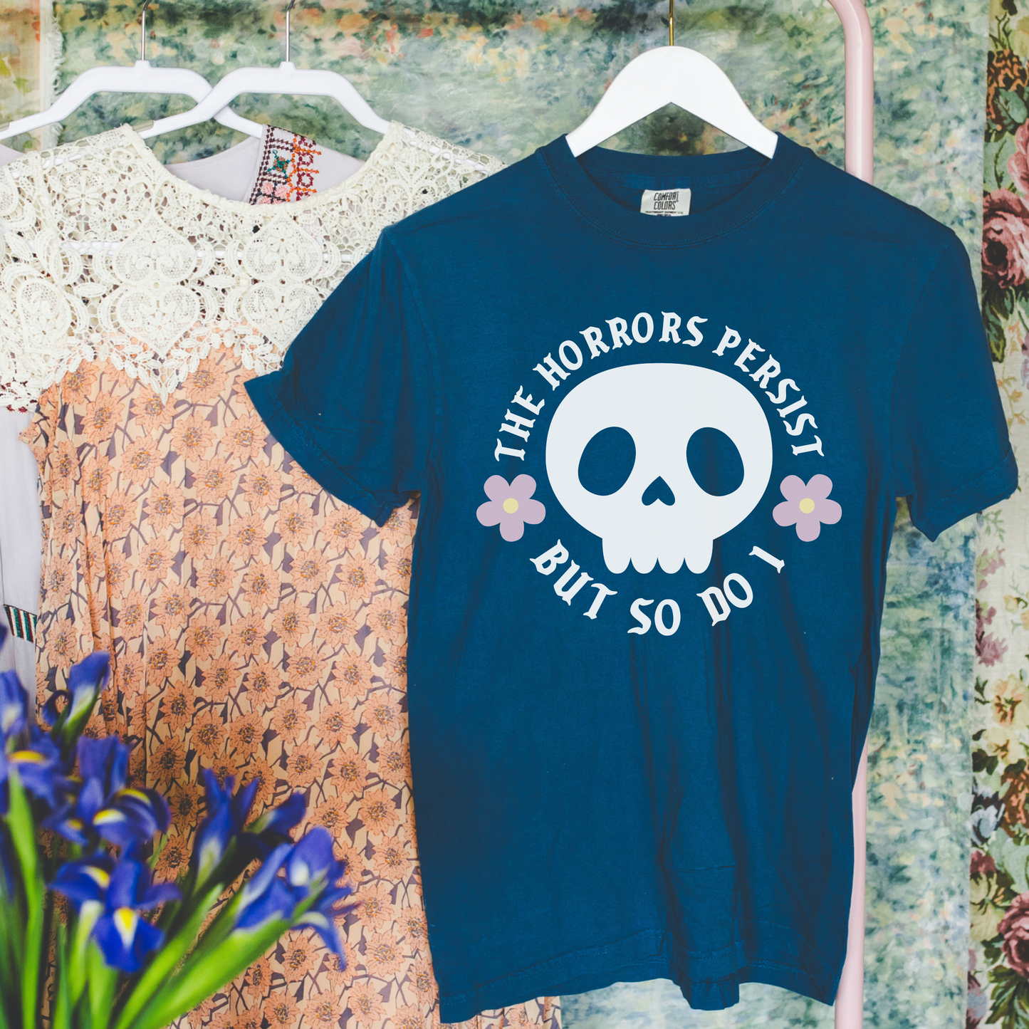 The Horrors Persist But So Do I T Shirt, Spooky Cute Skull Shirt