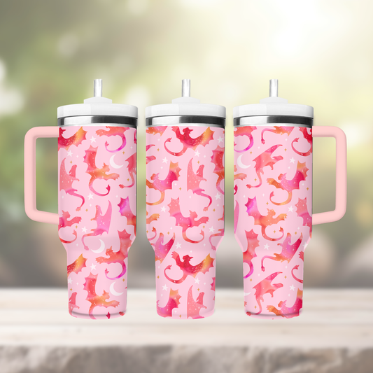 Pink Dragon Rider Bookish 40 oz Thermal Tumbler