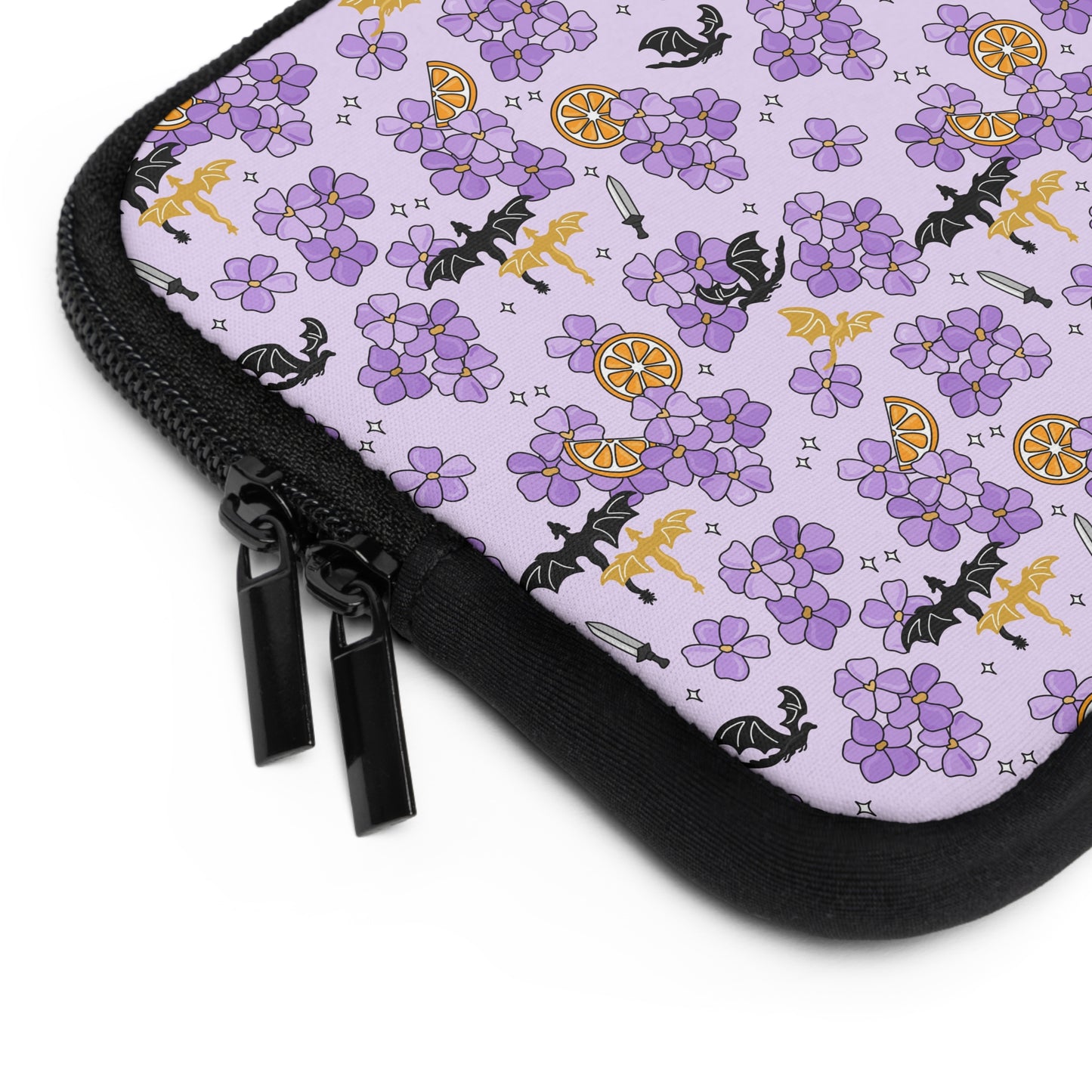 Violets and Dragons Laptop Sleeve, Fantasy Reader Gifts, Cute Laptop Case, MacBook Case, Ipad Case