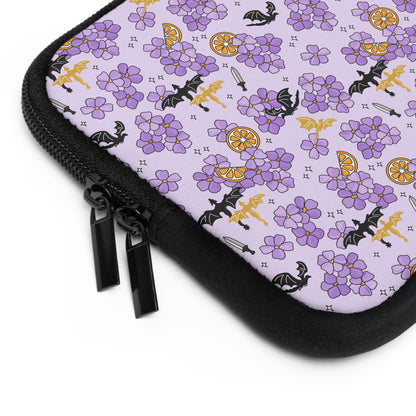 Violets and Dragons Laptop Sleeve, Fantasy Reader Gifts, Cute Laptop Case, MacBook Case, Ipad Case
