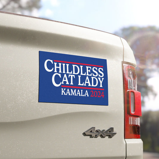 Childless Cat Lady Kamala 2024 Car Bumper Magnet