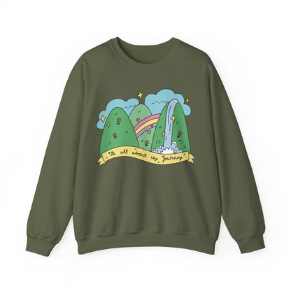 Positive Vibes Crewneck Sweatshirt, Cute Motivational Sweatshirt, Happy Cheerful Gifts, Quirky Trendy Kawaii art, It's All About the Journey