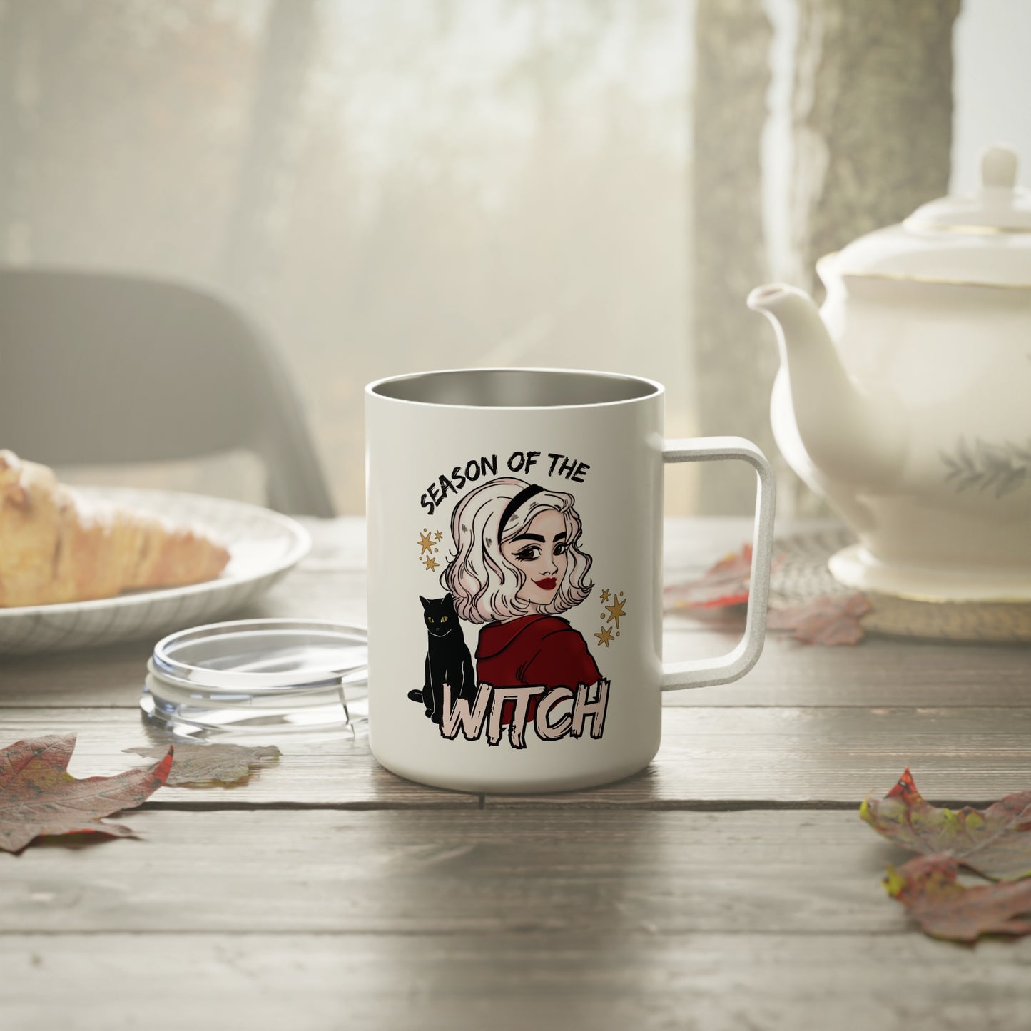 Sabrina Witchy Insulated Tumbler | Season of the Witch Coffee Mug | Fall Autumn Witch Vibes | Halloween Lover Gift | Salem Binx Black Cat