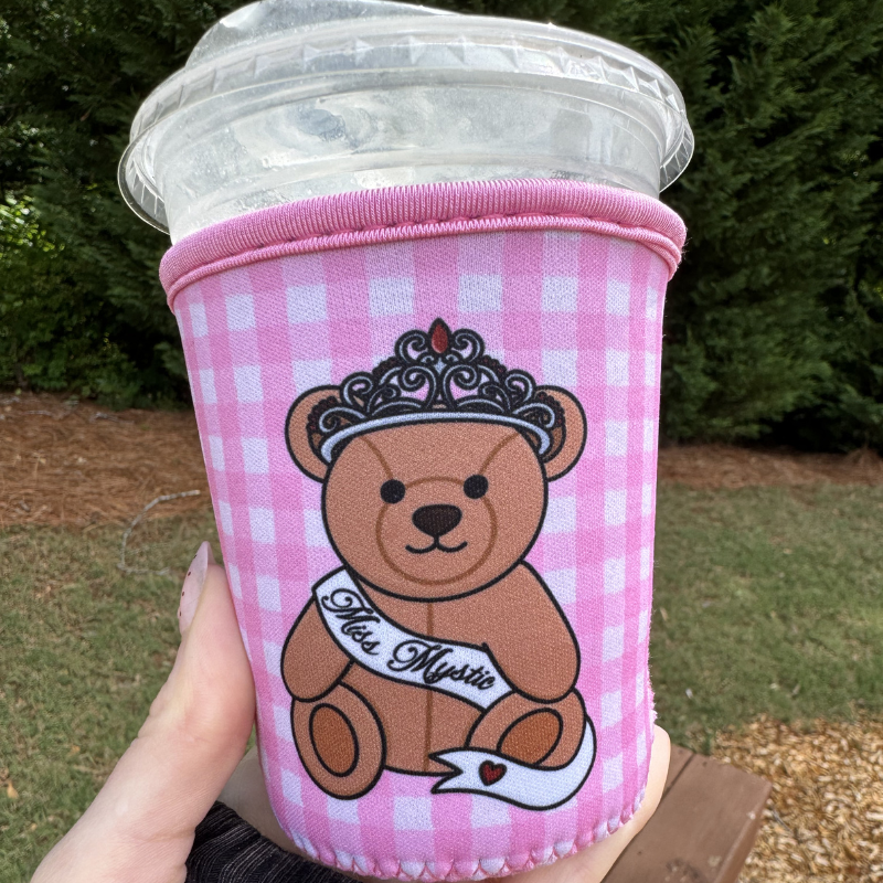 Ms Cuddles Pink Gingham TVD Iced Coffee Sleeve