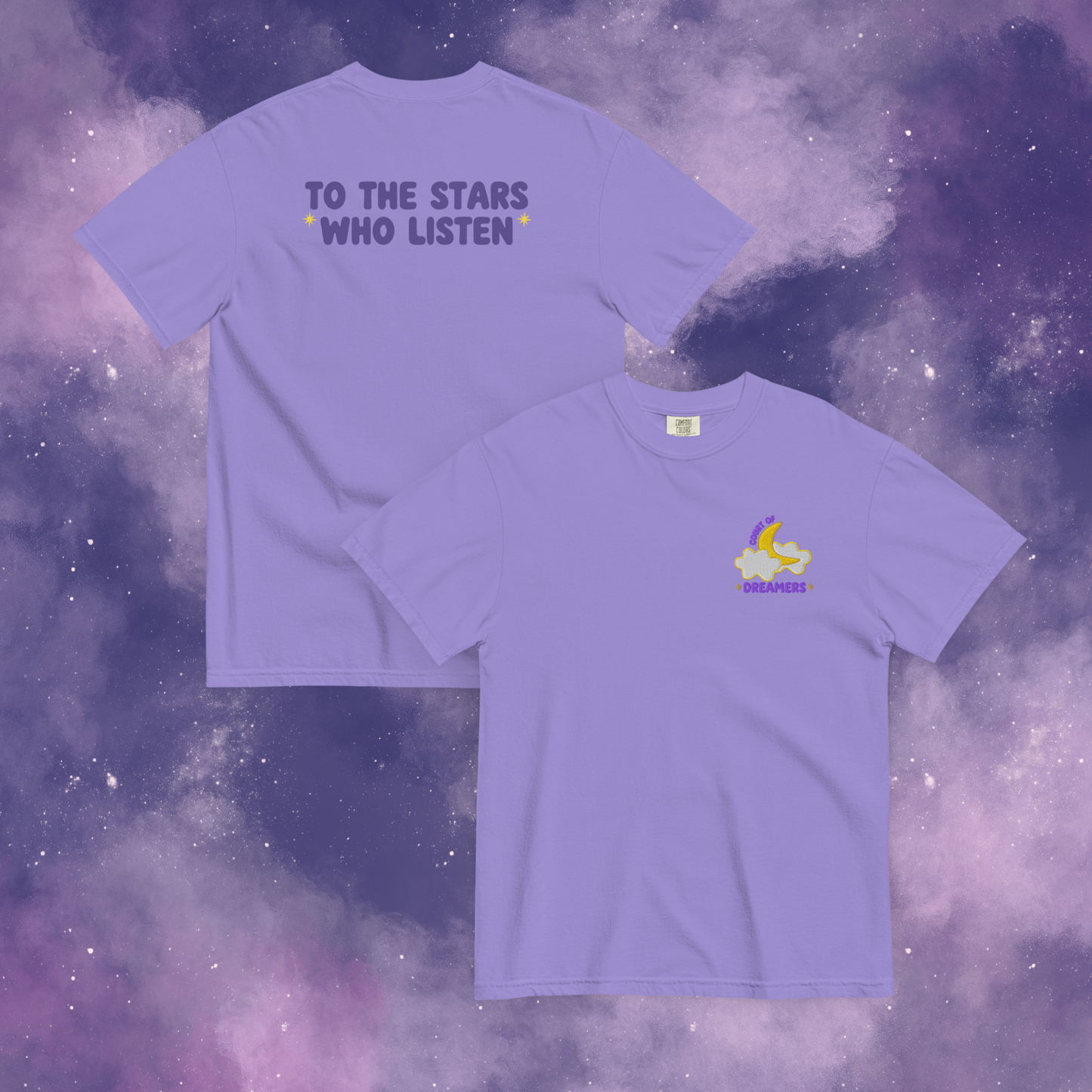 A Court of Dreamers Embroidered T-Shirt, Night Court ACOTAR SJM Fantasy Merch