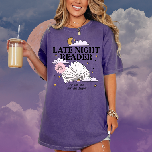 Late Night Reader Bookish Tshirt, One More Chapter