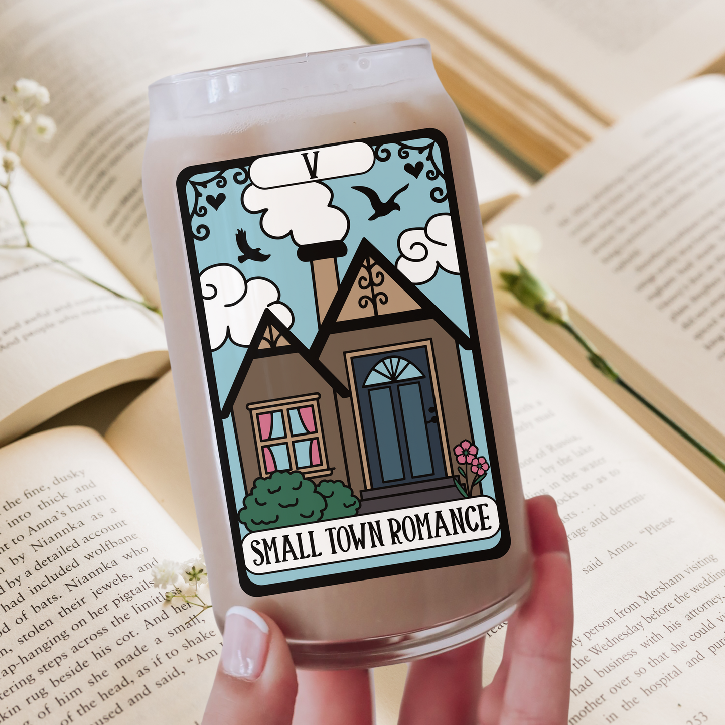 Small Town Romance Bookish Tarot Iced Coffee Glass