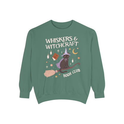 Whiskers and Witchcraft Book Club Crewneck - Witchy Bookish Halloween Comfort Colors Sweatshirt