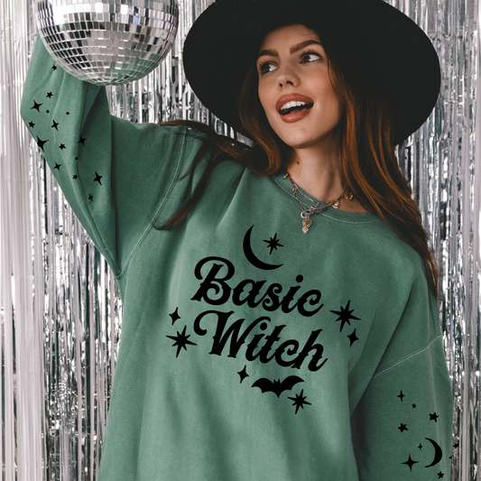 Basic Witch Halloween Comfort Colors Sweatshirt - Trendy Halloween Crewneck