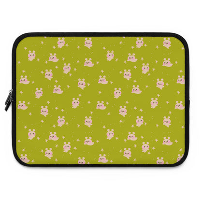 Kawaii Alien Bunny Laptop Sleeve | Quirky Retro Space Themed Celestial Green Laptop Case