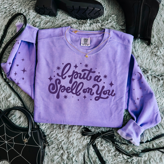 I Put a Spell on You Comfort Colors Halloween Crewneck - Magical Witchy Sweatshirt