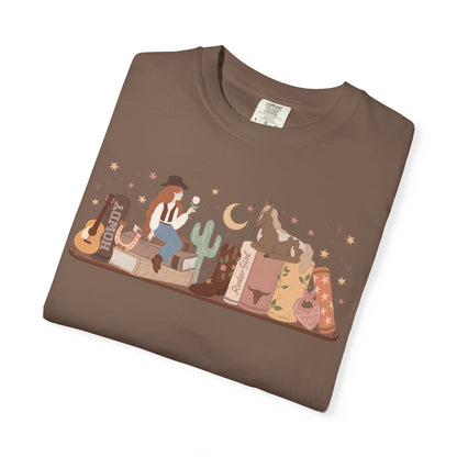 Cowboy Romance Bookshelf Tshirt ( Red Head)