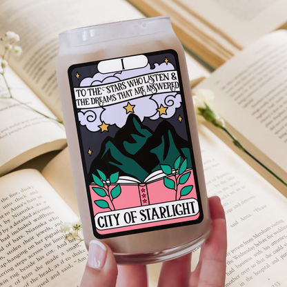 City of Starlight Bookish Tarot Card Glass, ACOTAR Iced Coffee Cup