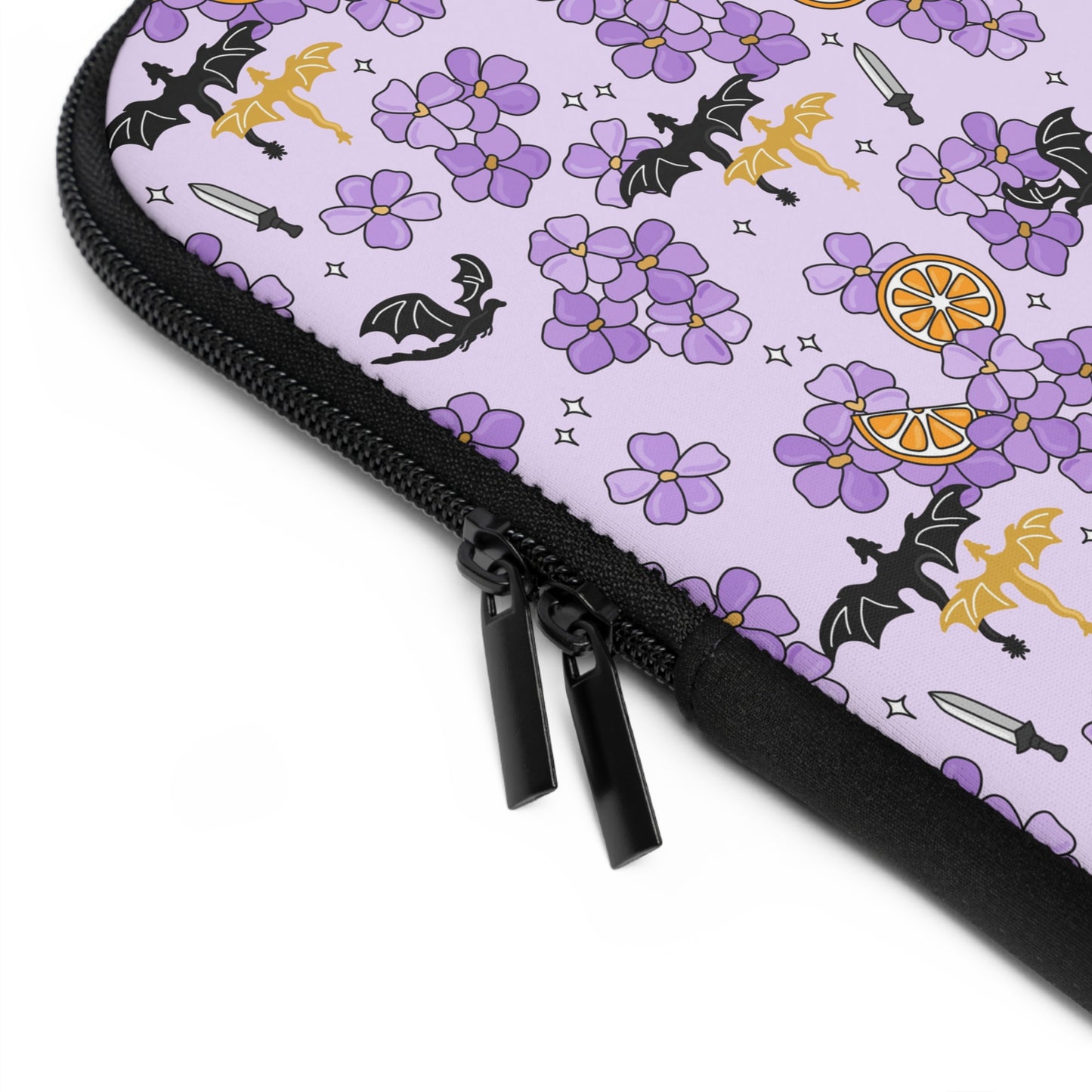 Violets and Dragons Laptop Sleeve, Fantasy Reader Gifts, Cute Laptop Case, MacBook Case, Ipad Case