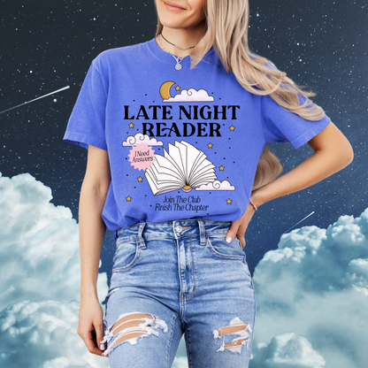 Late Night Reader Bookish Tshirt, One More Chapter
